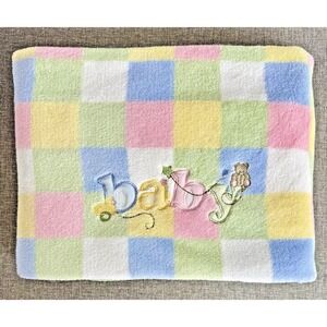 Parents Choice Baby Blanket Pastel Gingham Check Plush Embroidered Baby Lovey